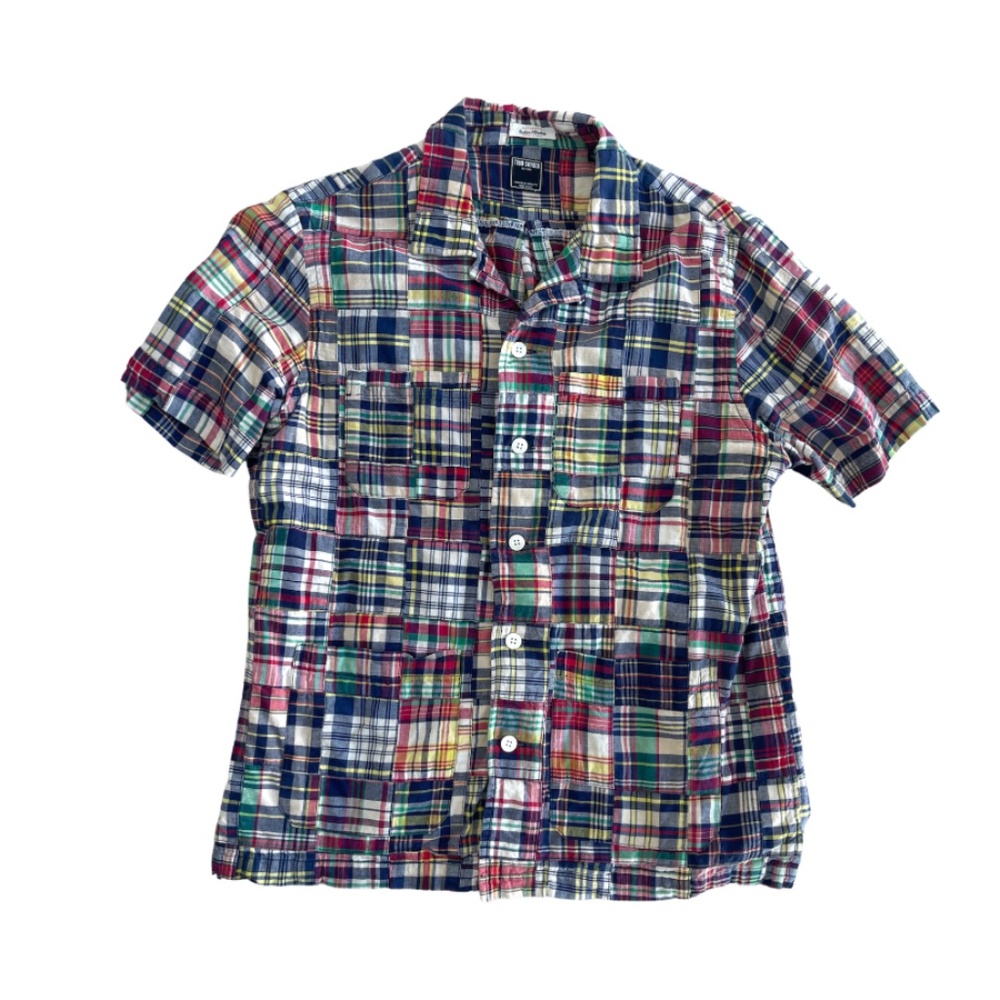 Todd Snyder Patchwork Madras Guayabera Shirt Size L